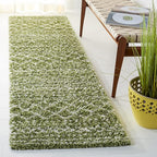 SAFAVIEH Arizona Shag Collection Runner - 2'3" x 12', Green & Ivory, Moroccan Design, Non-Shedding & Easy Care, 1.6-inch Thick, Ideal for The Living Room, Dining, Bedroom (ASG741X)