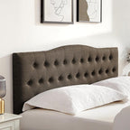 Tufted Upholstered Headboard Queen Size, Sturdy and Durable Solid Wood Bed headboard, Fabric Headboard Adjustable Height from 37” to 51”, Button Diamond Design Head Board, Chocolate