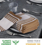 Urban Villa Kitchen Towels 100% Cotton Pack of 6, Highly Absorbent Quick Drying Super Soft Premium Dish Towels for Kitchen with Hanging Loop Hand & Tea Towels - 20x30 Inch, (Taupe & White, Striped)