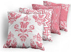 Ambesonne Retro Throw Pillow Cushion Case Pack of 4, Trellis Grid Medieval Floral Damask Mandala Flower Ornament in Modern Monochrome, Modern Accent Double-Sided Digital Printing, 18", Pastel Pink