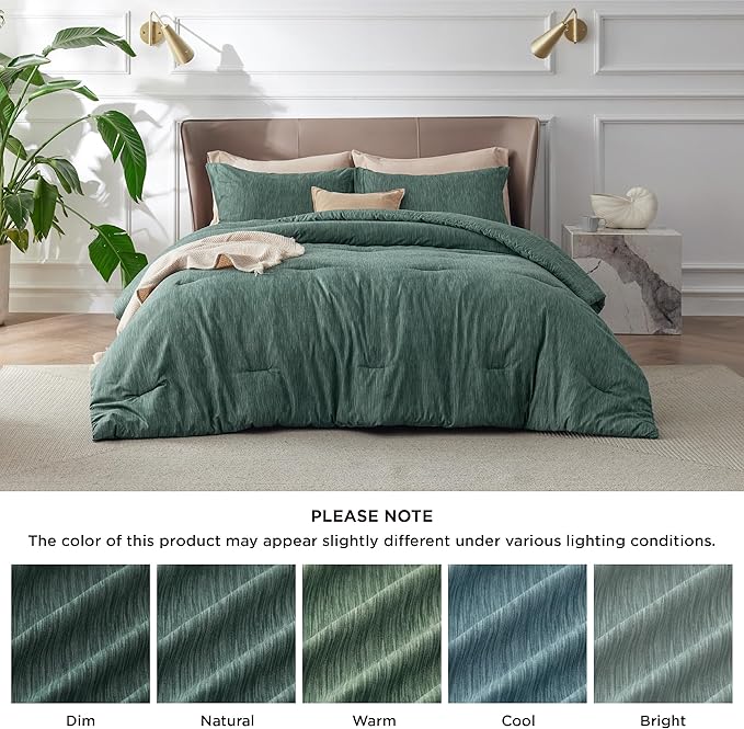 Bedsure Twin/Twin XL Comforter Set - Emerald Green Soft Bedding for All Seasons, Cationic Dyed Bed Set, 2 Pieces, 1 Twin Size Comforter (68"x88") and 1 Pillow Sham (20"x26"+2")