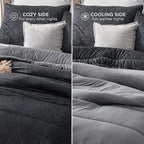 Bedsure California King Comforter Set - Cooling and Warm Bed Set, Charcoal Black Reversible Bedding for All Season, 3 Pieces, 1 California King Size Comforter (104"x96") and 2 Pillow Cases (20"x36")