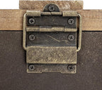 Household Essentials Antiqued Decorative Trunk, Large, Chinese Fir Panel and MDF, Smooth Backing and Metal Hinge Accent, Flat Top and Stay-Open Lid