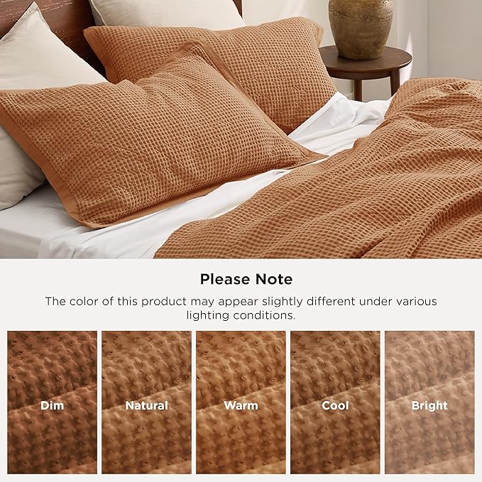 Bedsure Cotton Duvet Cover King - 100% Cotton Waffle Weave Hazel Duvet Cover King Size, GentleSoft™ and Breathable Bedding Set for All Season, 3 Pieces, 104"x90"