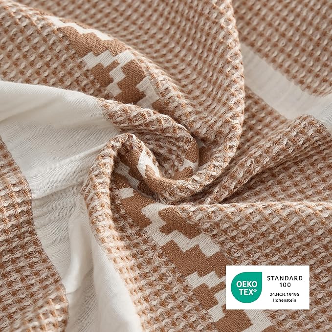 Bedsure Waffle Weave Duvet Cover King - 100% Cotton Boho Duvet Cover Set with 2 Pillowcases - Extra Soft Terracotta Textured Comforter Cover with Zipper Closure (King, 104"x90")