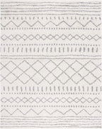 SAFAVIEH Arizona Shag Collection Area Rug - 8' Square, Ivory & Grey, Moroccan Design, Non-Shedding, 1.6-inch Thick, Ideal for High Traffic Areas in Living Room, Bedroom (ASG741F-8SQ)
