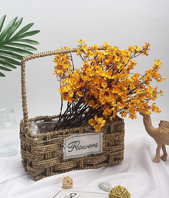 JAKY-Global Babys Breath Fabric Cloth Artificial Flowers 20 Bundle European Fake Silk Plants Decor Wedding Party Decoration Bouquets Real Touch DIY Home Garden (Yellow Orange 20pcs)