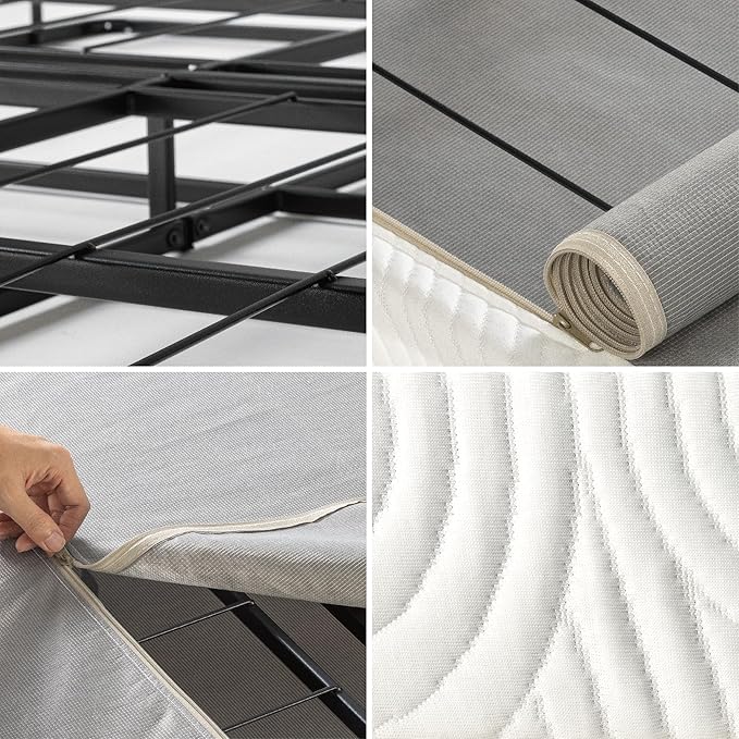 ZINUS 4 Inch Box Spring with Cover, No Assembly Mattress Foundation, Sturdy Metal Structure, Twin, White