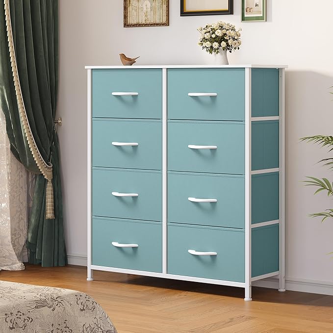 YITAHOME Fabric Dresser for Bedroom, Tall Storage 8 Drawers, Black Dresser & Chest of Drawers, Storage Drawer Organizer for Closet, Bedroom, Living Room