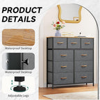 YITAHOME Dresser with 9 Drawers, Fabric Dresser for Bedroom, Living Room, Hallway, Closets (Dark Grey)