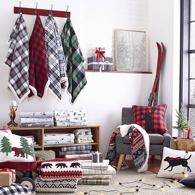 Eddie Bauer - King Sheets, Cotton Flannel Bedding Set, Brushed For Extra Softness, Cozy Home Decor (Birch Forest, King)