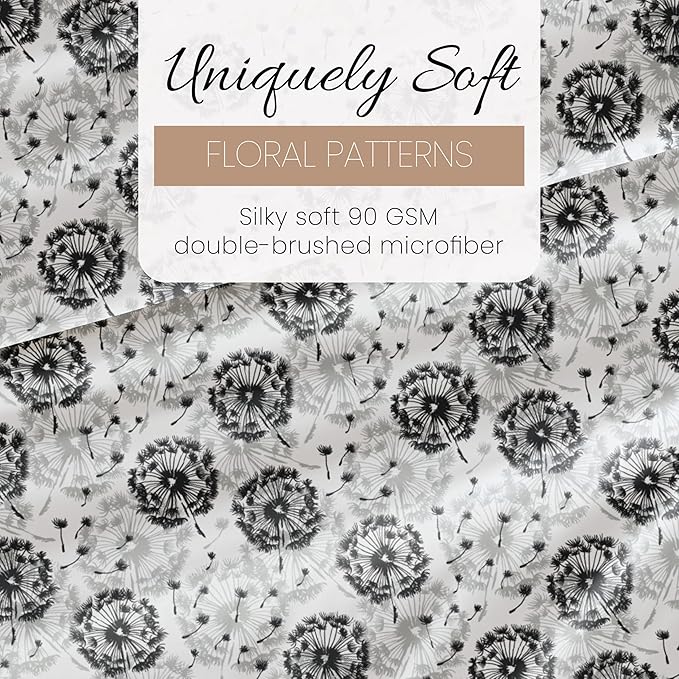 Linen Market Double-Brushed Patterned Microfiber Queen Sheet Set 4 Piece – Oeko-TEX Certified Ultra Soft & Wrinkle-Free - 16" Deep Pocket Sheets - Easy Care Queen Size - Make a Wish Light Gray