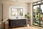 TETOTE Black LED Bathroom Mirror with Lights 48x30 Front & Back Light Vanity Framed Mirror Baroque Gothic Anti Fog Dimmable White/Warm/Natural,CRI90+,Waterproof,Wall Mounted(Horizontal/Vertical)