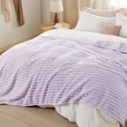 Bedsure GentleSoft Lavender Fog Fleece Blanket for Couch - Cozy Soft Blankets for Women, Cute Small Throws for Girls, 90x90 Inches