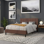 Flash Furniture Bedford Tufted Upholstered Queen Size Headboard in Dark Brown Fabric