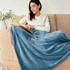 Exclusivo Mezcla Fleece Bed Blanket King Size, Super Soft and Warm Blankets for Couch, Sofa and Bed Waffle Textured, Cozy, Fuzzy and Lightweight (Slate Blue, 90x104 Inches)