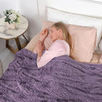 Tuddrom Decorative Extra Soft Faux Fur Blanket Twin Size 70" x 78",Solid Reversible Fuzzy Fluffy Plush Fleece Comfy Microfiber Blanket for Couch Sofa Bed,Patrican Purple