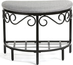 Mango Steam Half Moon Shoe Bench - Vanity Seat/Dressing Stool/Makeup Chair - Heather Gray