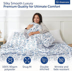 DREAMCARE Queen Size Sheets - Floral Sheets Queen Size Bed Set - 4pcs Queen Sheet Set - Cooling Bed Sheets - Queen Size Sheet Sets - Soft & Long Lasting 100% Brushed Floral Bed Set - Floral Blue