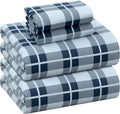 RUVANTI Flannel Sheets King Size - 100% Cotton Brushed King Size Sheets Set - Deep Pockets 16 Inches Bed Sheets - All Seasons Breathable & Extra Soft - Warm & Cozy, 4 Piece, Illusion Check