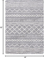 SAFAVIEH Arizona Shag Collection Area Rug - 9' x 12', Grey & Ivory, Moroccan Design, Non-Shedding & Easy Care, 1.6-inch Thick Ideal for High Traffic Areas in Living Room, Bedroom (ASG741G)