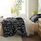 Bedsure Full Comforter Set - Black Bed Set, 3 Pieces Cute Floral Bedding, 1 Soft Reversible Botanical Flowers Comforter and 2 Pillow Shams