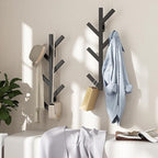 Vlush Wall Mounted Metal Coat Rack with 6 Hooks Modern Minimalist clothes rack, Upright Coat Rack for Hanging Clothes, Hats, Hanging Bags and Scarves Entrance Wall Iron Coat Racks (Black)
