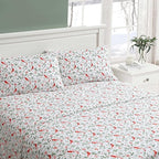 Laura Ashley - Flannel Sheets King Size, Anti-Pilling & Wrinkle Resistant Cotton, Touchably Soft for All-Season Comfort - Bed Sheets with Matching Pillowcases & Fitted Sheet (Jolly Cardinals Green)