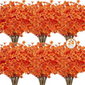 Ouddy Decor 24 Bundles Artificial Fall Flowers for Outdoors, Fake Mums Silk Flowers UV Resistant Faux Plastic Plants for Garden Porch Farmhouse Fall Autumn Harvest Thanksgiving Home Decor, Orange