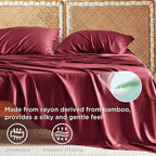 Bedsure Full Size Bed Sheets, Cooling Sheets, Rayon Derived from Bamboo, Breathable & Soft, Deep Pocket Up to 16 Inches, Hotel Luxury Silky Bedding for Hot Sleepers, Burgundy