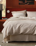 Bedsure Cotton Duvet Cover Set - 100% Cotton Waffle Weave Linen Color Duvet Cover California King Size, GentleSoft™ and Breathable Cal King Bedding Set for All Season, 3 Pieces, 104"x98"