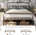 Yaheetech Classic Metal Platform Bed Frame Mattress Foundation with Victorian Style Iron-Art Headboard/Footboard/Under Bed Storage/No Box Spring Needed/Queen Size Bronze