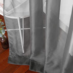 NICETOWN Voile Sheer Window Curtain Panels, Grommet Airy and Breathable Short Sheer Drapes with Light Through for Son/Boys Bedroom, Dark Grey, 54" Wide by 54" Long, 1 Pair