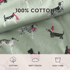 Laura Ashley - Flannel Sheets Full Size, Anti-Pilling & Wrinkle Resistant Cotton, Touchably Soft for All-Season Comfort - Bed Sheets with Matching Pillowcases & Fitted Sheet (Holiday Pups Green)
