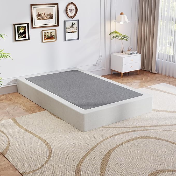 Twin Box Spring, 9 Inch Metal Twin Box Spring Only, Heavy Duty Metal Frame Mattress Foundation Support for 3000lbs, Easy Assembly, Noise Free, Non Slip