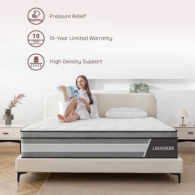 Full Mattress 12 Inch Hybrid Mattress Full - Memory Foam & Individually Pocket Coils Springs | Pressure Relief | Motion Isolation, Edge Support | CertiPUR-US Certified | Medium Firm