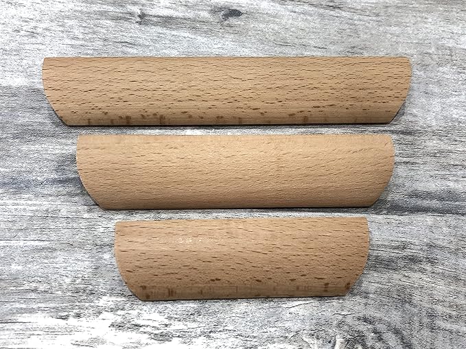 2Pcs Unfinished Wood Solid Furniture Pulls Handles,Unfinished Unpainted Paintable Wooden Handles Cupboard Closet Drawer Handle Pull,Length 4.84",Hole Dis.3.78"