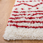 SAFAVIEH Arizona Shag Collection Area Rug - 5'1" x 7'6", Ivory & Red, Moroccan Design, Non-Shedding & Easy Care, 1.6-inch Thick Ideal for High Traffic Areas in Living Room, Bedroom (ASG741P)