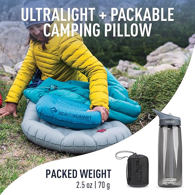 Sea to Summit Aeros Ultralight Inflatable Camping and Travel Pillow, Large (17.3 x 12.6) Grey