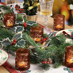 12 Pack Vintage Amber Votive Candle Holders, Glass Candle Holders for Wedding Table Centerpiece, Small Tealight Candle Holder for Home Decor, Tea Lights Candle Holder for Party, Boho Fall Decor