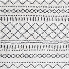 SAFAVIEH Arizona Shag Collection Area Rug - 8' Square, Ivory & Black, Non-Shedding & Easy Cleaning, Plush Thick Pile, Ideal for Living Room, Bedroom, Dining Space (ASG741Z)