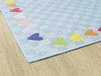 Flagship Carpets Schoolgirl Style Blue with Rainbow Hearts Border Educational Area Rug for Kids Room Seating Décor, Children's Classroom, Play Carpet for Teaching and Playroom, 5' x 7'6", Blue