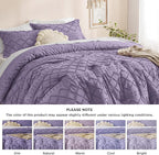 Bedsure Queen Comforter Set - Grayish Purple Comforter, Boho Tufted Shabby Chic Bedding for Kids, 3 Pieces Vintage Farmhouse Bed Set for All Seasons, Fluffy Soft Bedding with 2 Pillow Shams