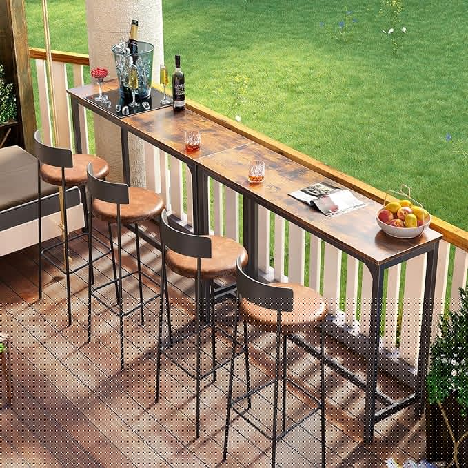 ODK 55 Inch Bar Table, Bar Height Pub Table, Counter Height Bar Table, Rectangular High Top Kitchen & Dining Counter Tables with Sturdy Legs & Easy-to-Clean Top, Indoor use, Rustic Brown
