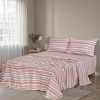 RUVANTI Flannel Sheets King Size - 100% Cotton Brushed King Size Sheets Set - Deep Pockets 16 Inches Bed Sheets - All Seasons Breathable & Extra Soft - Warm & Cozy, 4 Piece, Multi Chevron Stripe