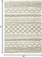 SAFAVIEH Arizona Shag Collection Area Rug - 5'1" x 7'6", Ivory & Green, Moroccan Design, Non-Shedding & Easy Care, 1.6-inch Thick Ideal for High Traffic Areas in Living Room, Bedroom (ASG741Y)
