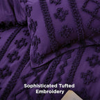 Bedsure Tufted Boho Comforter Set King Size - Purple Boho Bed Set, GentleSoft™ 3 Pieces Farmhouse Shabby Chic Embroidery Bedding, Gifts for Woman, Soft Jacquard King Comforter for All Seasons