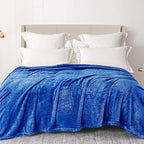 Exclusivo Mezcla Plush Fuzzy Fleece Bed Blanket King Size, Super Soft, Fluffy and Warm Blankets, Suitable for All Seasons (Cobalt Blue, 90x104 Inches)