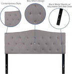 Flash Furniture Cambridge Tufted Upholstered Queen Size Headboard in Light Gray Fabric