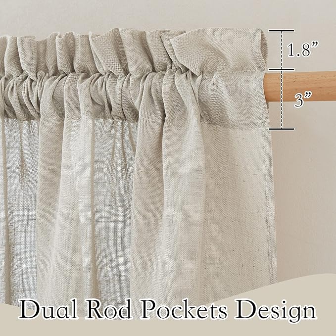 RYB HOME Extra Wide Semi Sheer Curtains, Back Tab Room Divider for Office Bedroom Separation, Large Window Curtains for Sliding Glass Door, Angora, W 70 x L 84, 2 Pcs